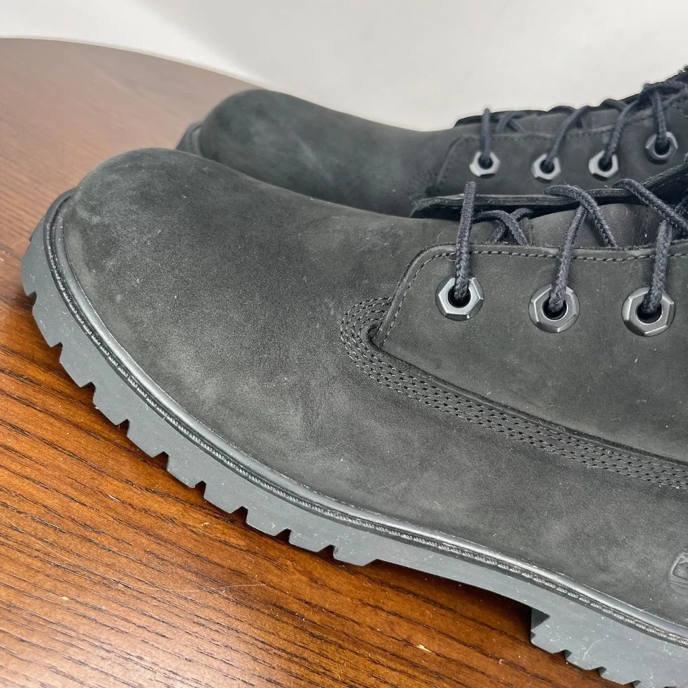 Timberland 6-inch Premium Boot Boys  Junior 7 Black Nubuck Insulated Ankle 12907
